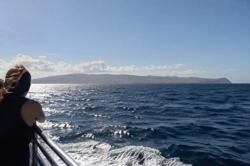 Open blue channel water between Kauai and the low outline of Niihau on the horizon, the crossing made by the two full-day tours compared in this section.